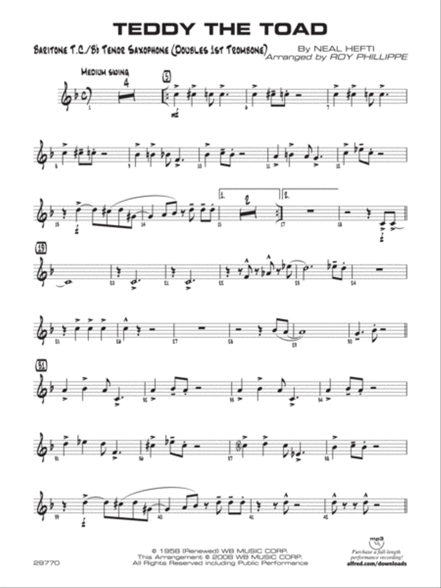 Teddy the Toad: Baritone T.C. Jazz Ensemble scores gallery preview page 1