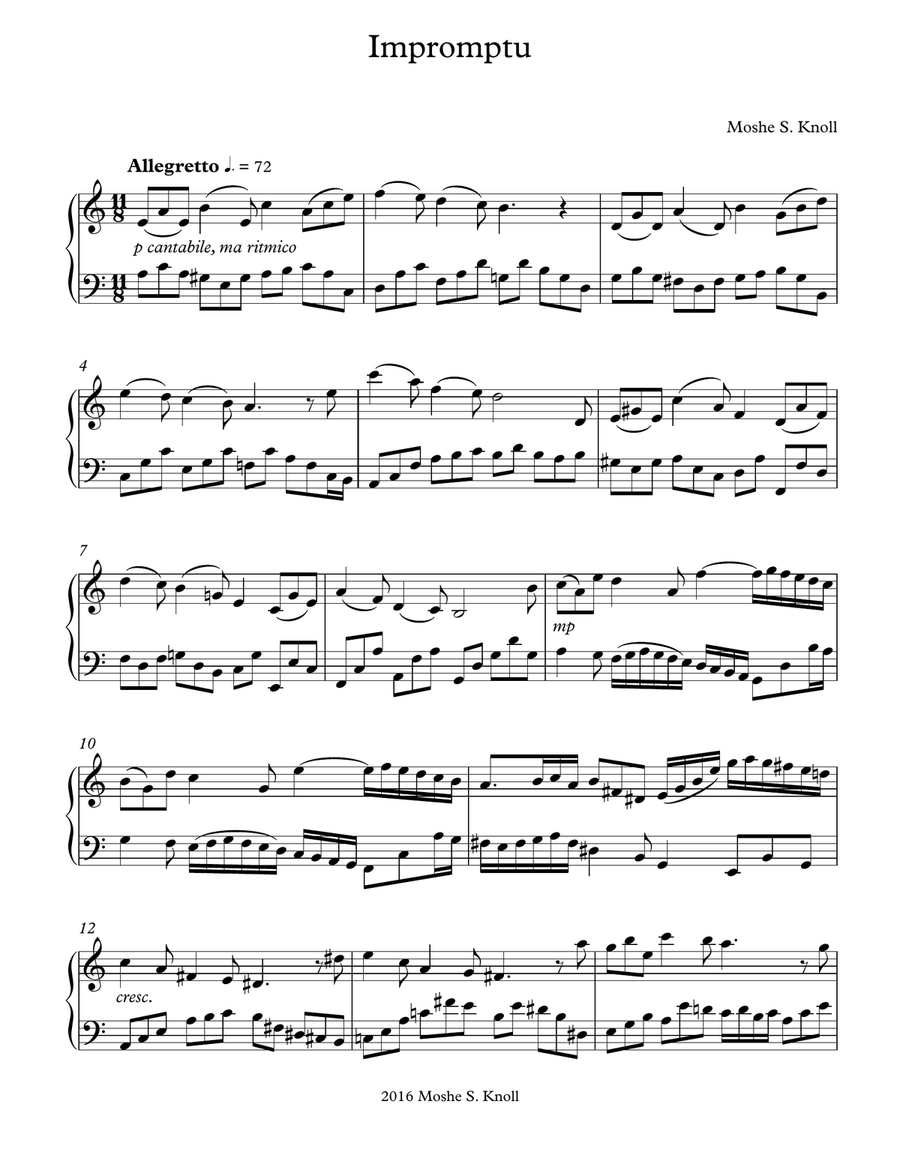Impromptu in a minor Piano Solo scores gallery preview page 1