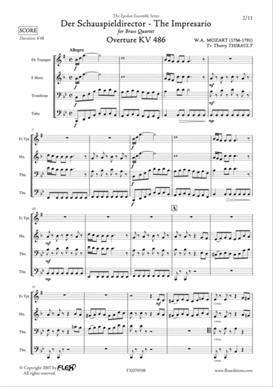 Der Schauspieldirector - The Impresario Brass Quartet scores gallery preview page 2