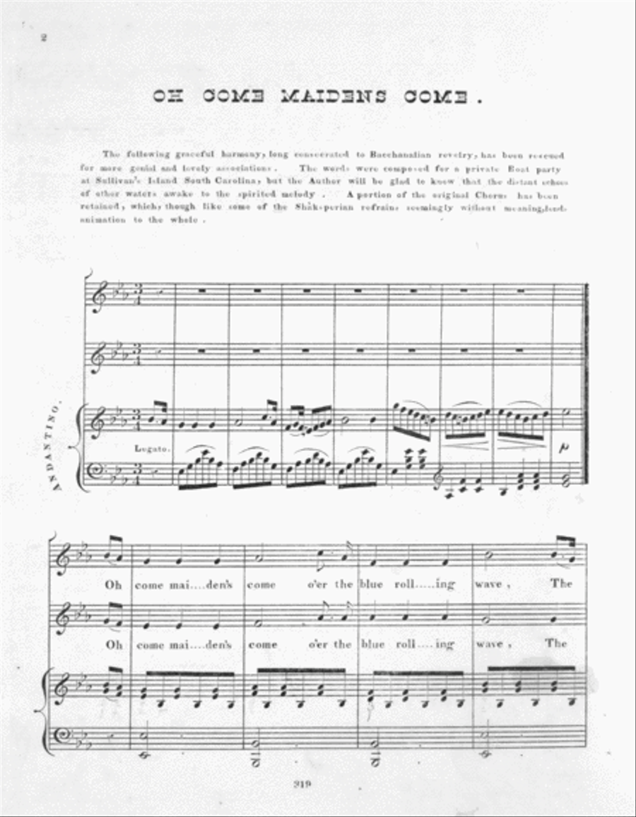 Oh Come Maidens Come. Boat Song Voice scores gallery preview page 2