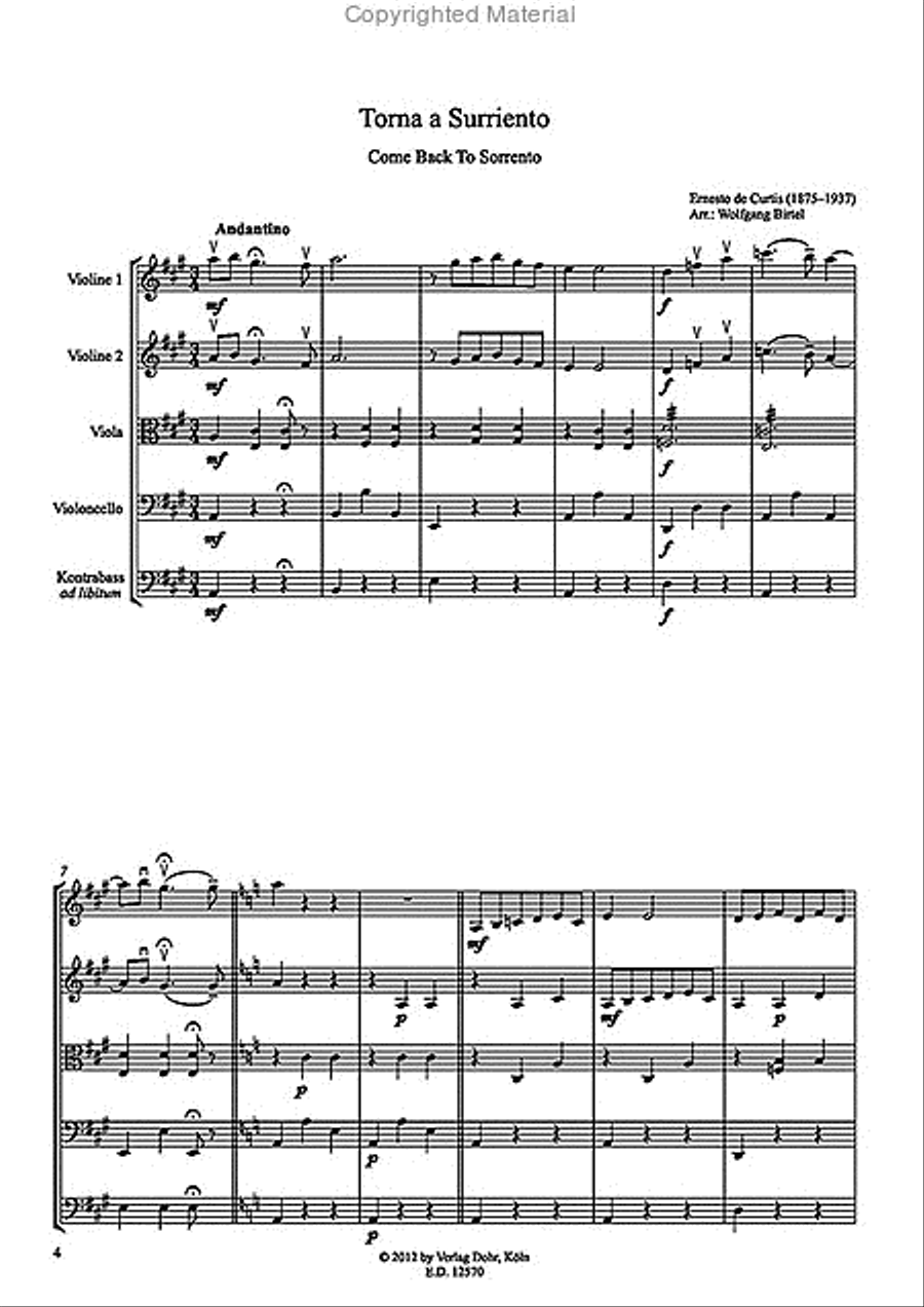 Torna a Surriento (für Streichquartett) String Quartet scores gallery preview page 2