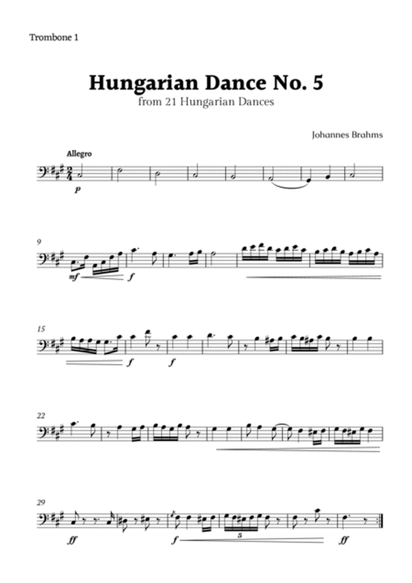 Hungarian Dance No. 5 by Brahms for Low Brass Ensemble Quartet and Piano image number null