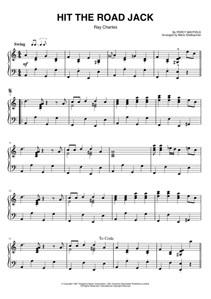 Hit The Road Jack Piano Solo scores gallery preview page 1