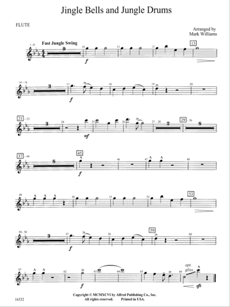Jingle Bells and Jungle Drums: Flute Concert Band scores gallery preview page 1