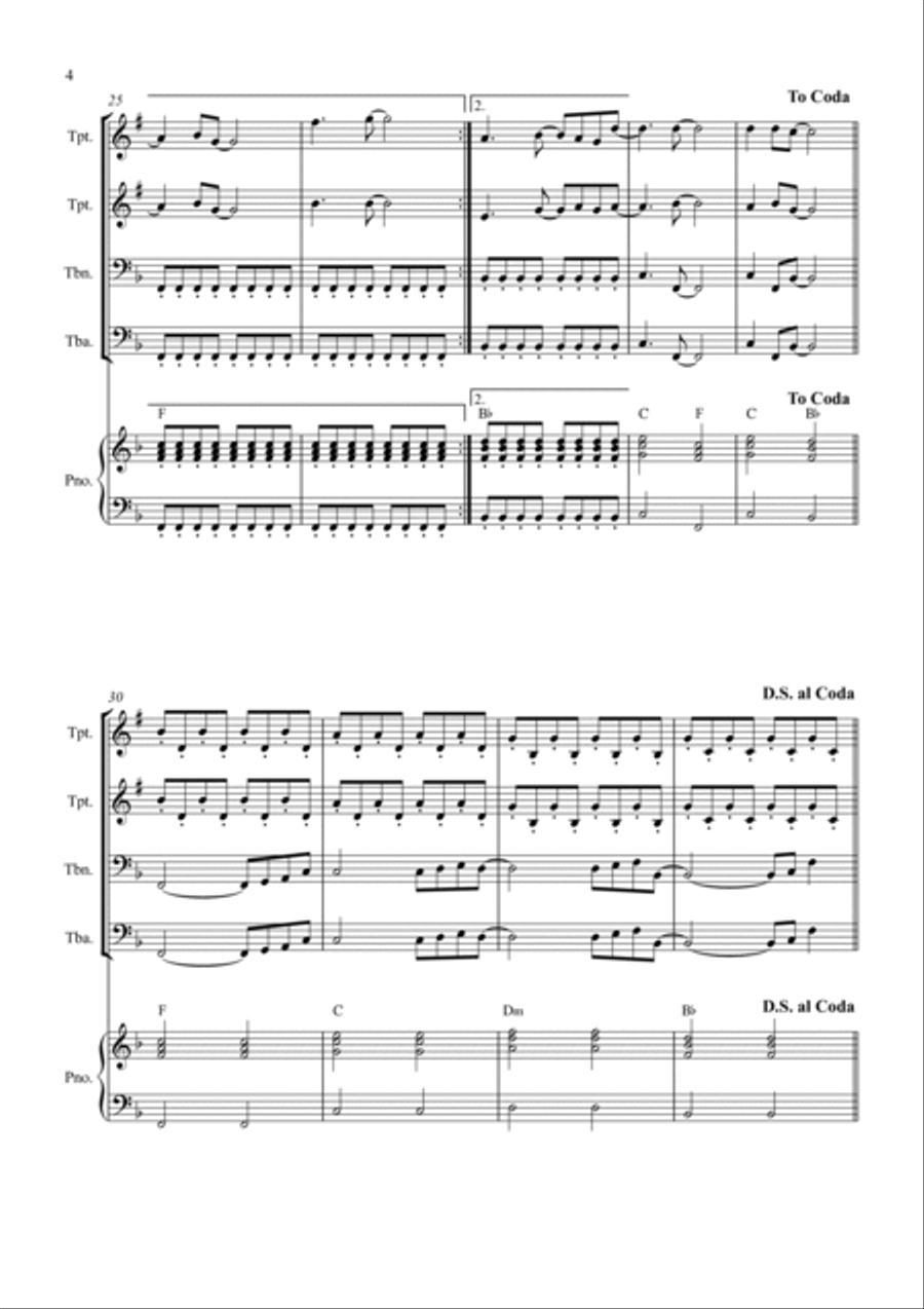 Don't Stop Believin' Brass Quartet scores gallery preview page 4