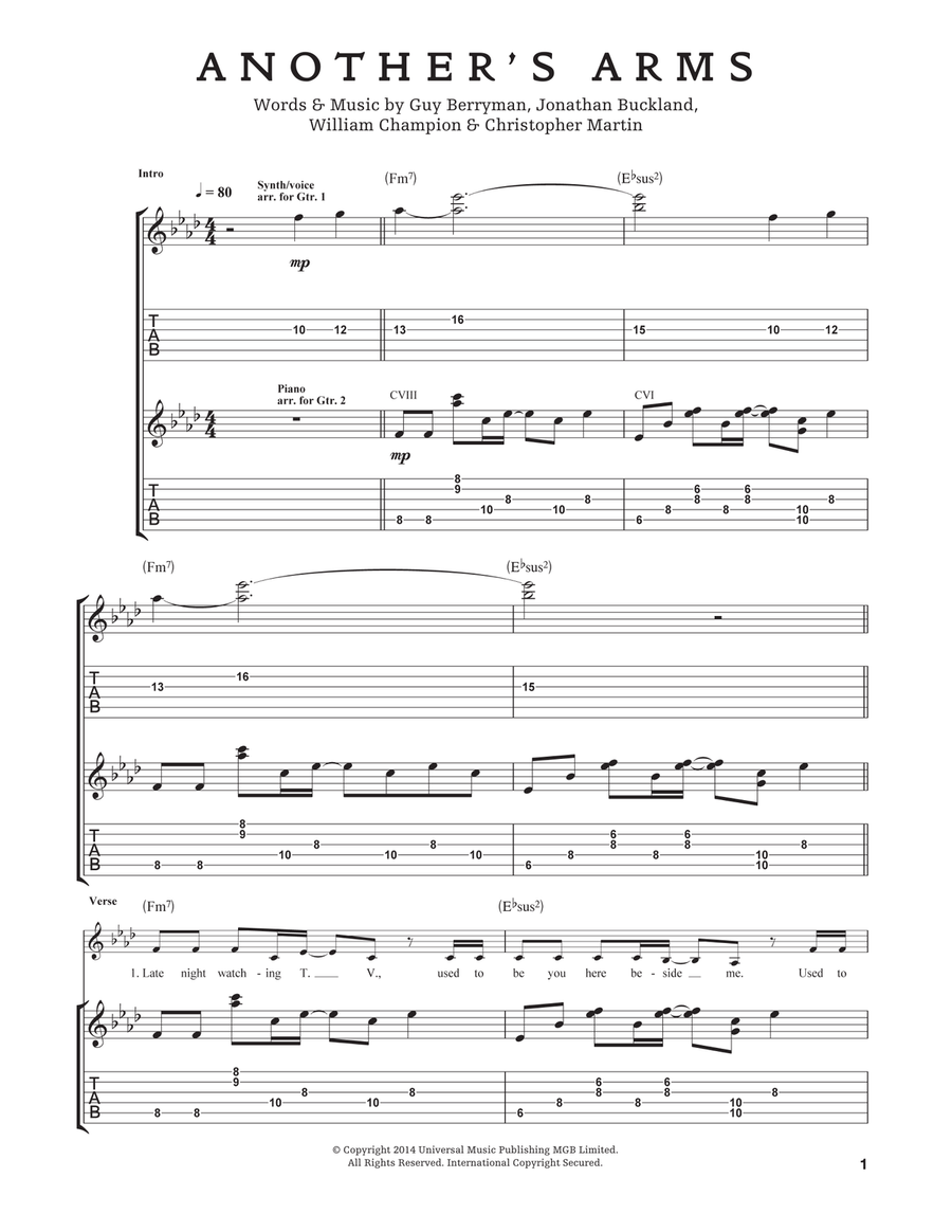 Another's Arms Acoustic Guitar scores gallery preview page 1