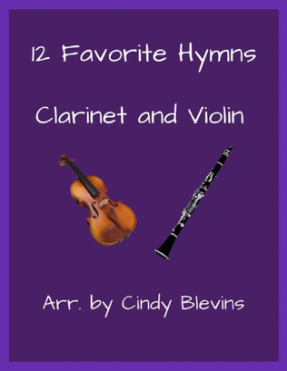 Book cover for 12 Favorite Hymns, Clarinet and Violin