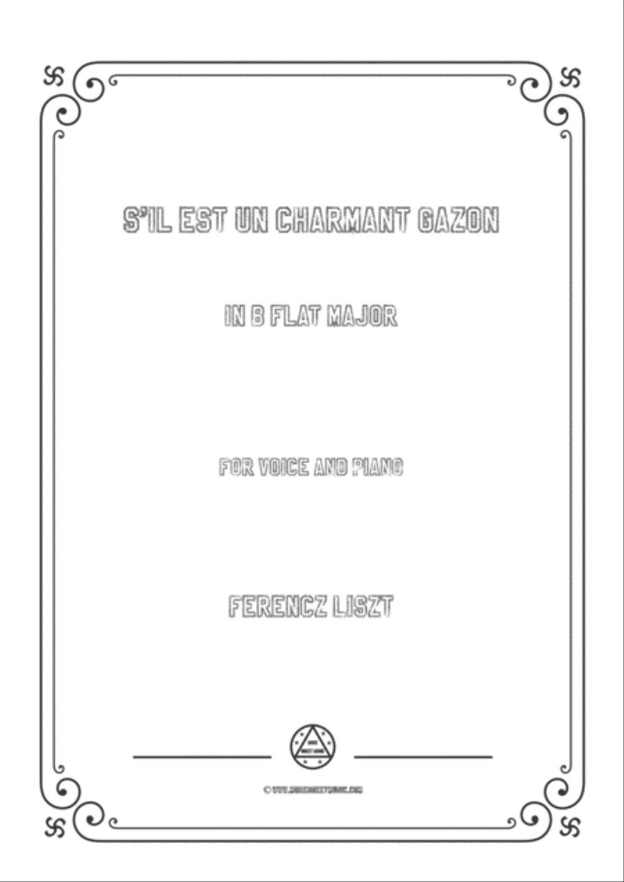 Liszt-S'il est un charmant gazon in B flat Major,for Voice and Piano Voice Solo scores gallery preview page 1