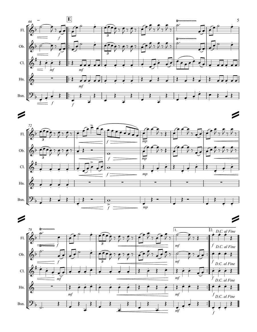 Radetzky March (for Woodwind Quintet) Woodwind Quintet scores gallery preview page 6