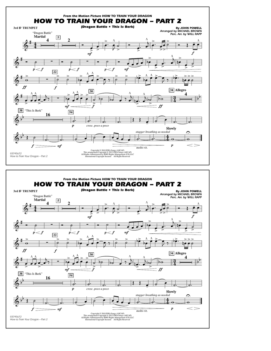 How To Train Your Dragon Part 2 - 3rd Bb Trumpet Marching Band scores gallery preview page 1