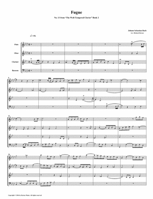 Fugue 13 from Well-Tempered Clavier, Book 2 (Woodwind Quartet)
