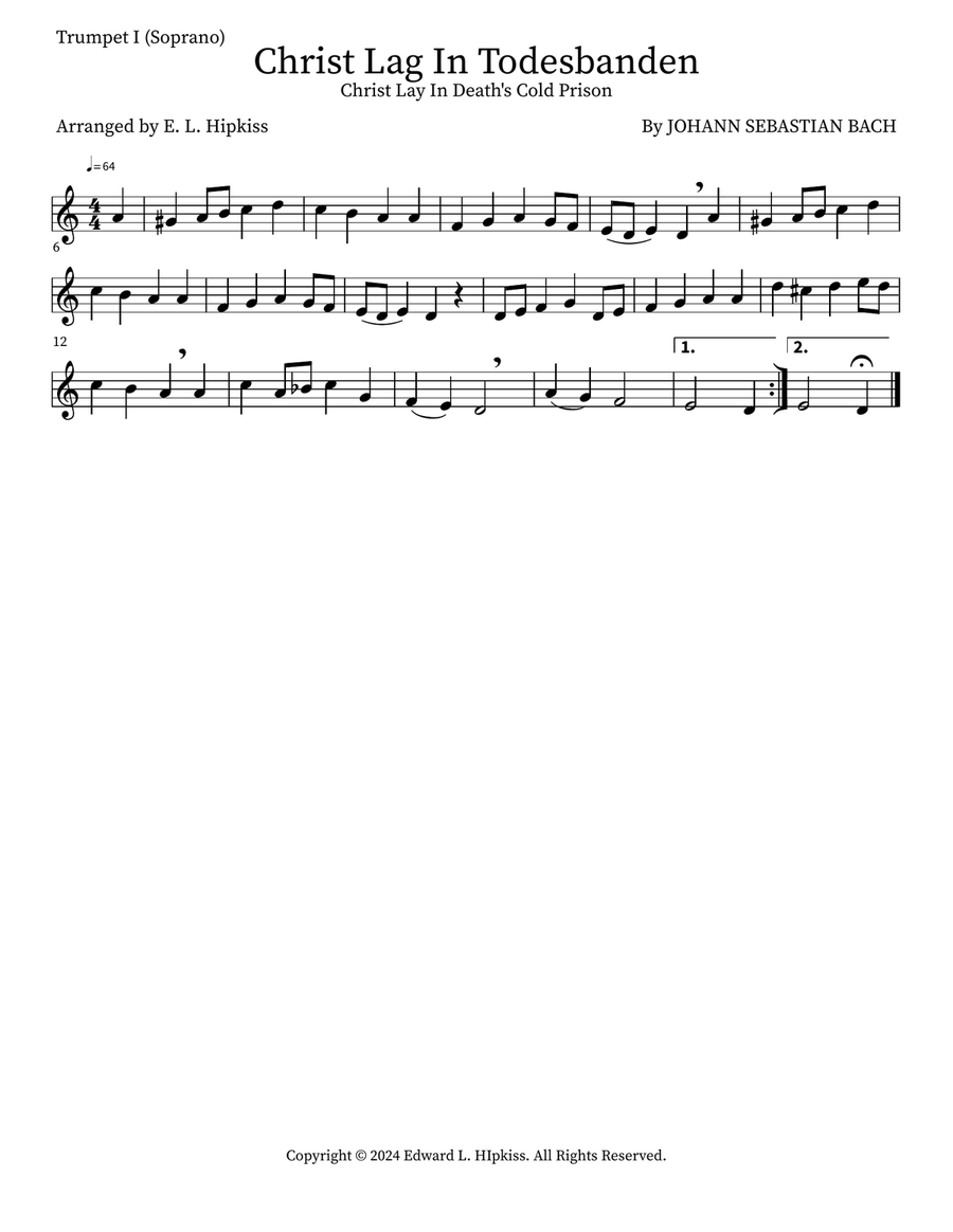 Christ Lag In Todesbanden Brass Quartet scores gallery preview page 3