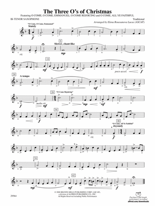 The Three O's of Christmas: B-flat Tenor Saxophone