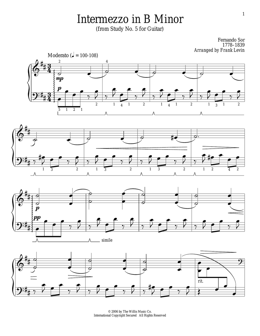 Intermezzo In B Minor Piano Method scores gallery preview page 1