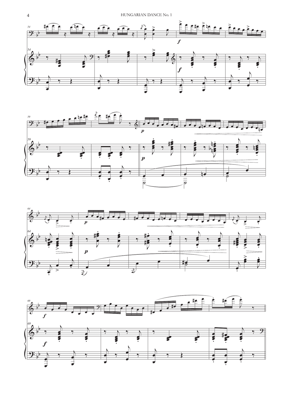 Hungarian Dance No. 1 for Cello and Piano Piano scores gallery preview page 4