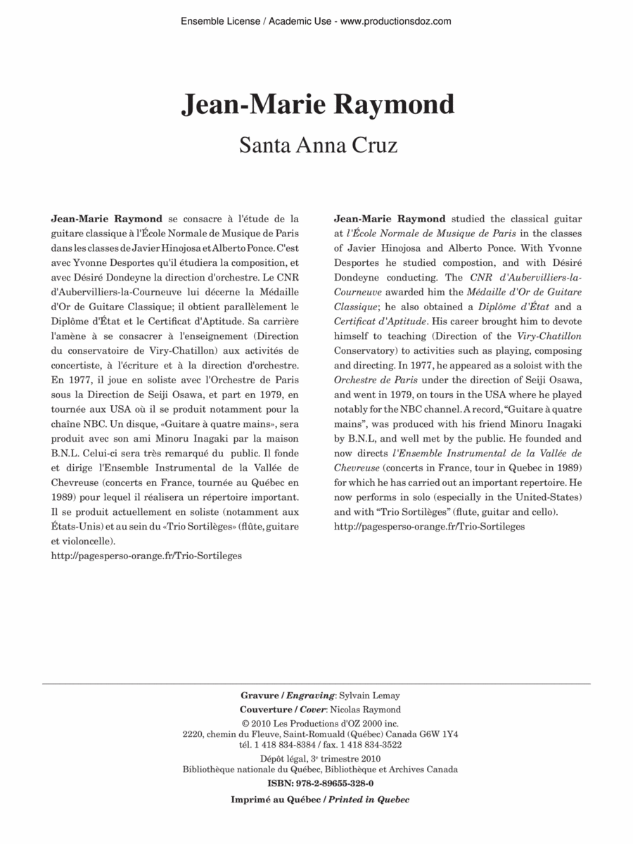 Santa Anna Cruz Santa Anna Cruz Classical Guitar scores gallery preview page 1