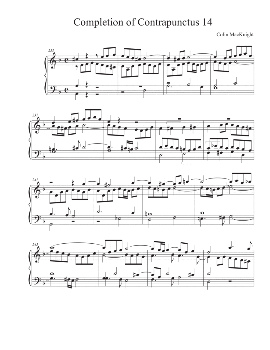 Completion of Contrapunctus 14 from The Art of Fugue image number null