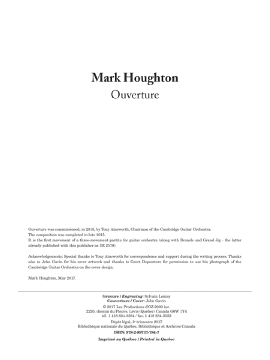 Ouverture Ouverture Classical Guitar scores gallery preview page 1