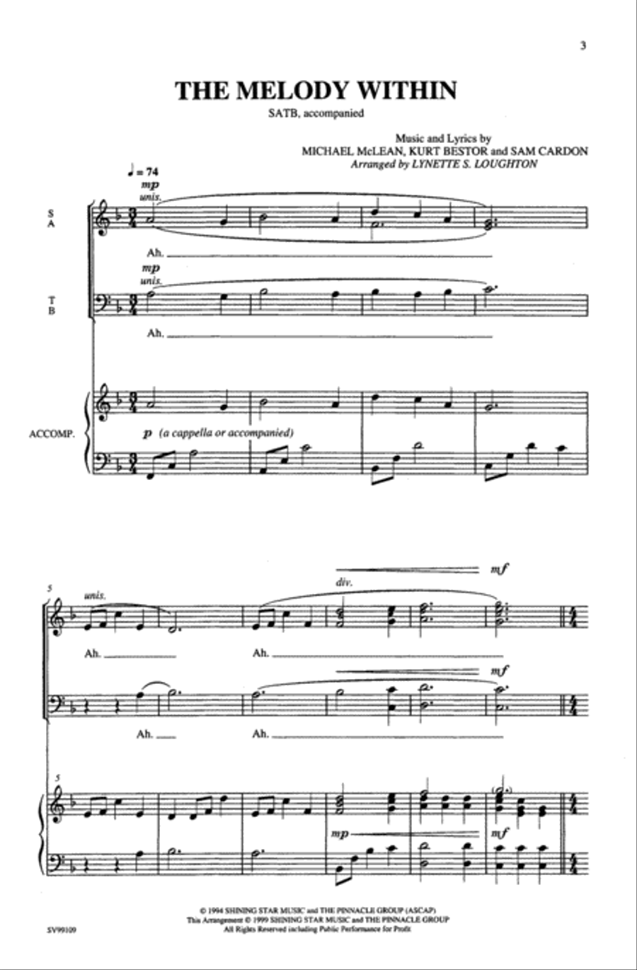 The Melody Within The Melody Within 4-Part scores gallery preview page 2
