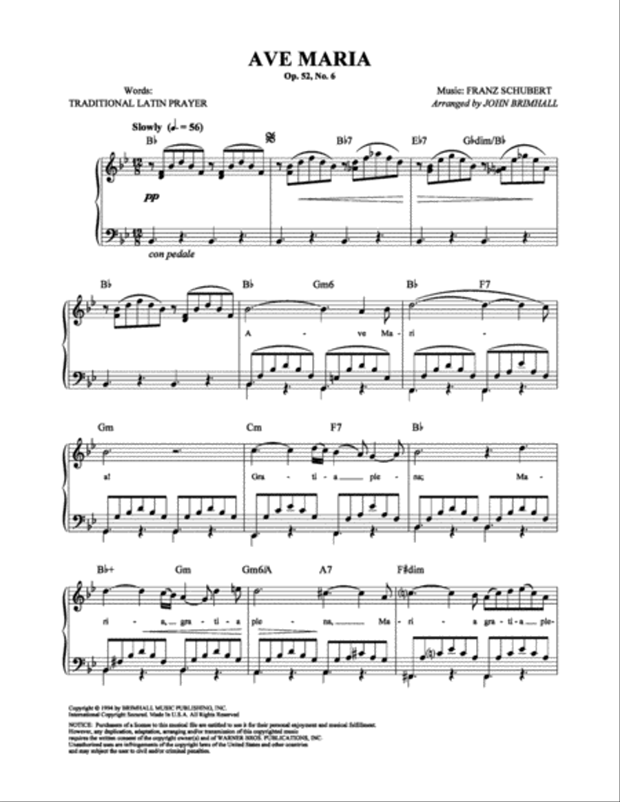 Ave Maria Ave Maria Piano, Vocal, Guitar scores gallery preview page 1