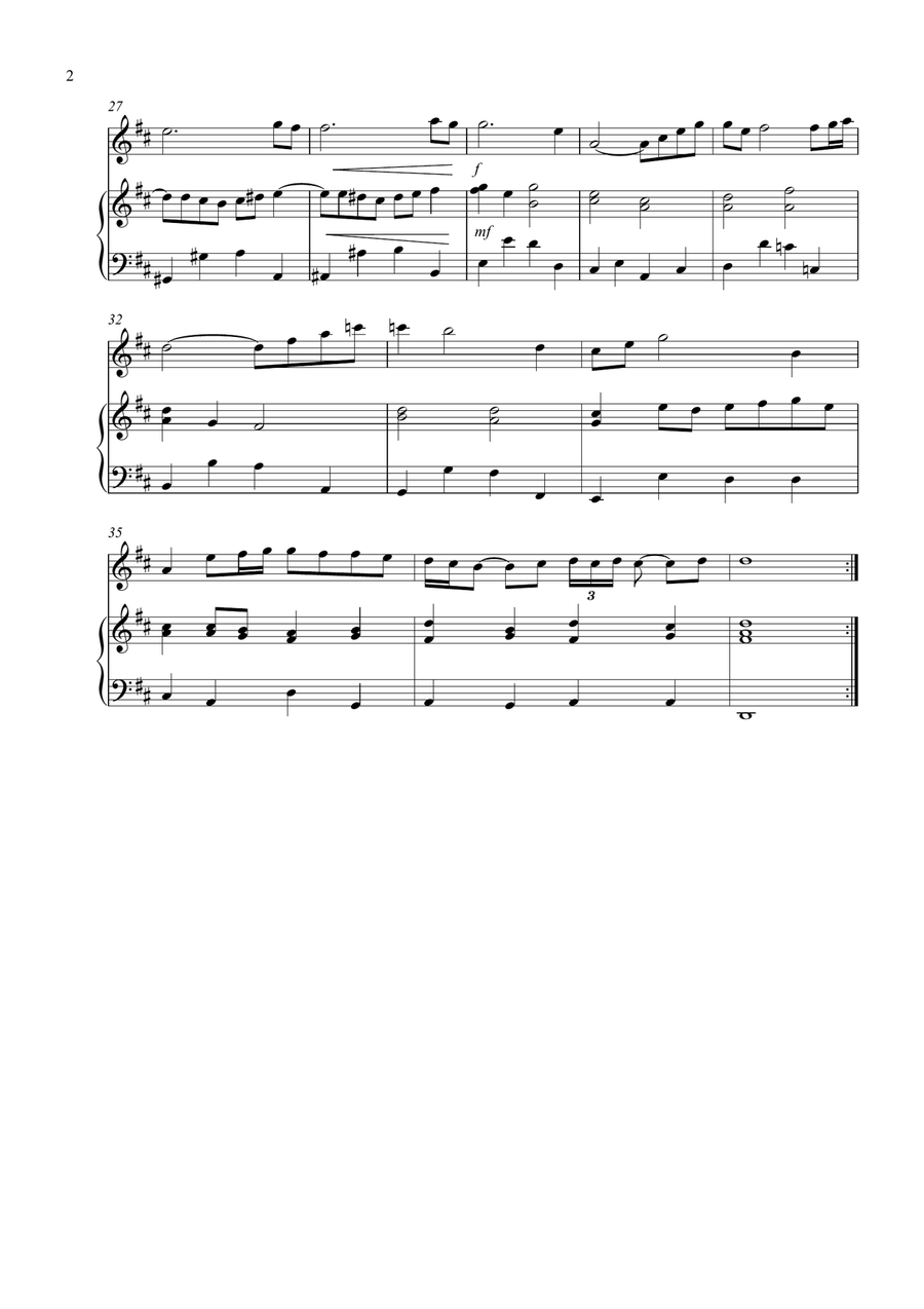 Air On A G String for Flute And Piano Flute scores gallery preview page 2