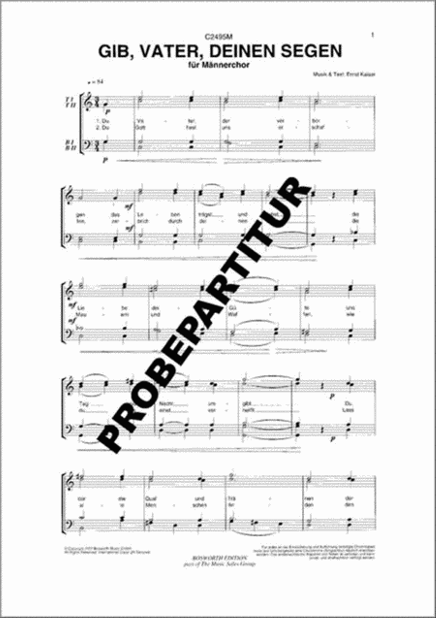 Gib, Vater, deinen Segen Gib, Vater, deinen Segen Men's Choir scores gallery preview page 1