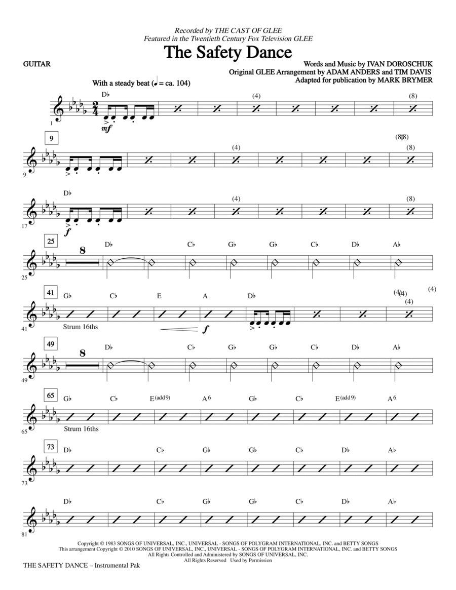 The Safety Dance - Guitar Choir scores gallery preview page 1