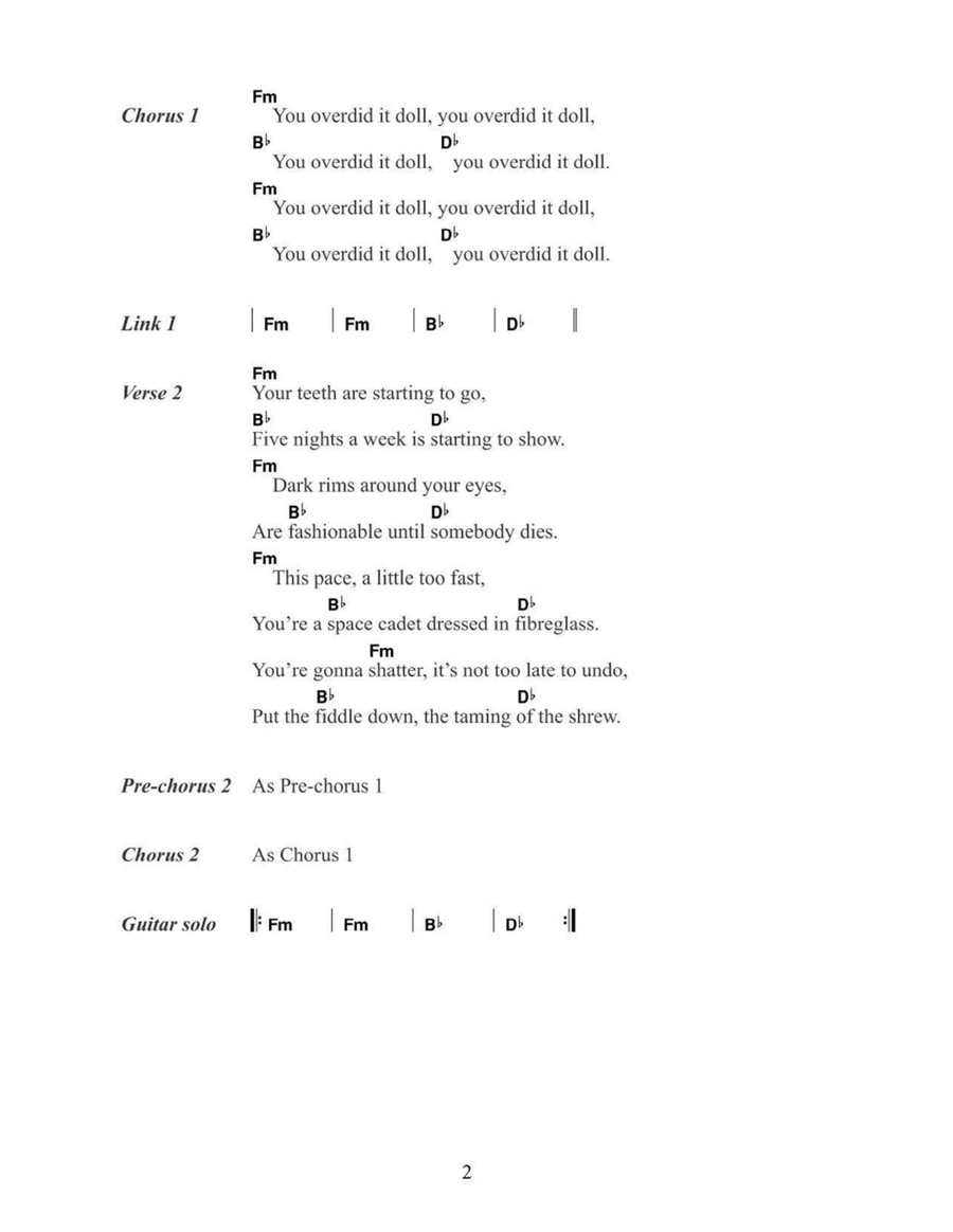 You Overdid It Doll Acoustic Guitar scores gallery preview page 2
