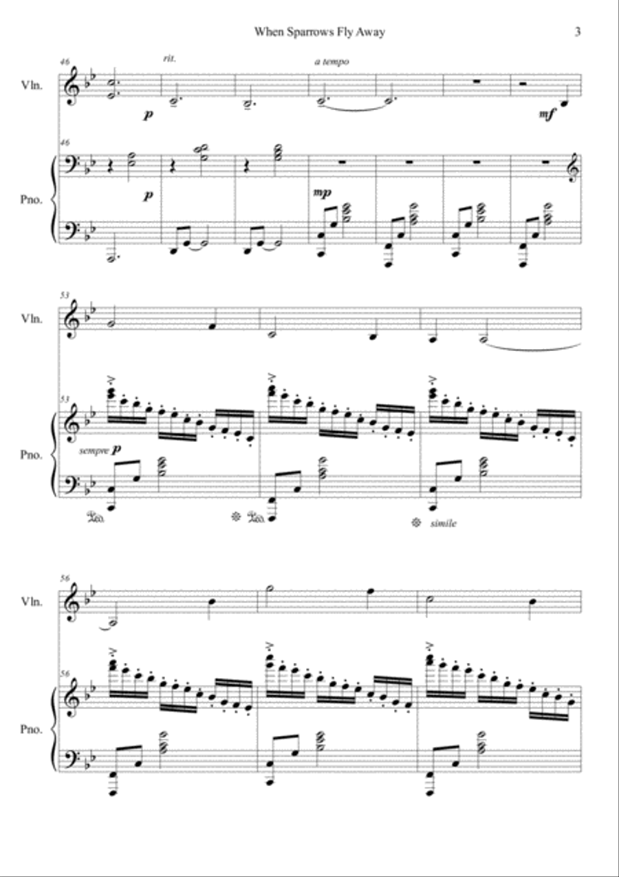 When Sparrows Fly Away Violin Solo scores gallery preview page 3