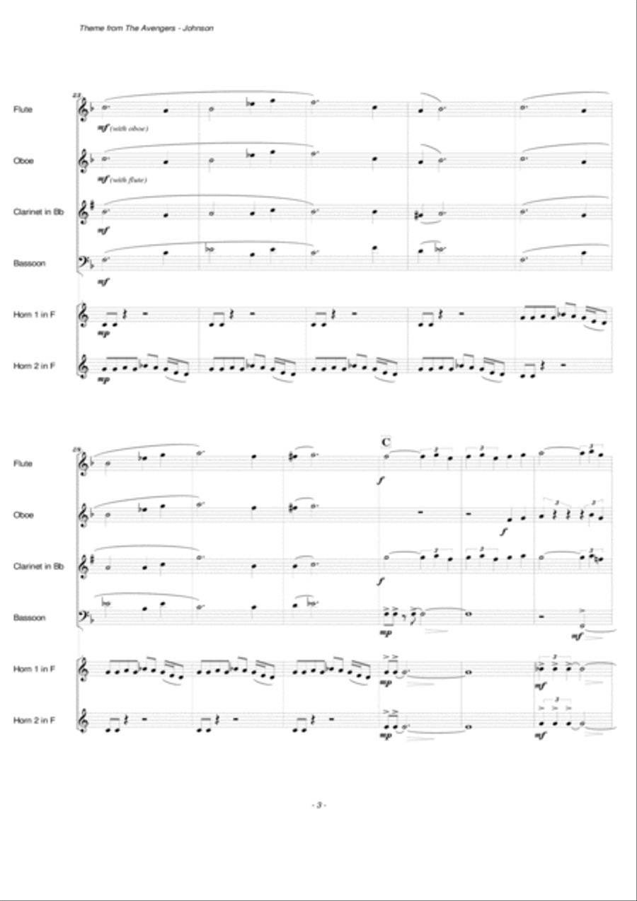 The Avengers Theme Woodwind Ensemble scores gallery preview page 4