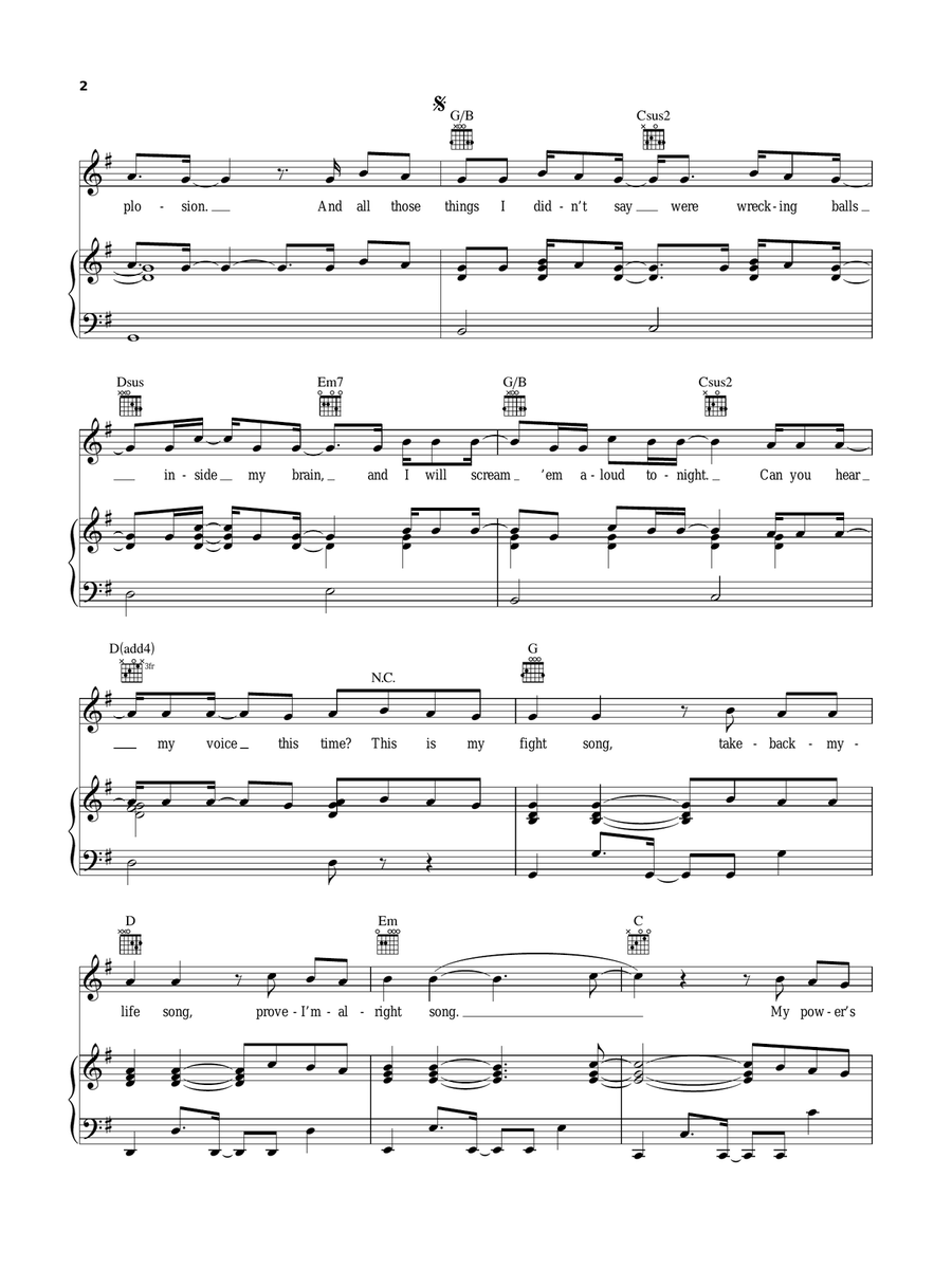 Fight Song Acoustic Guitar scores gallery preview page 2