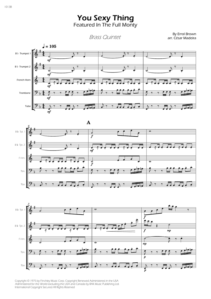 You Sexy Thing You Sexy Thing Brass Quintet scores gallery preview page 3
