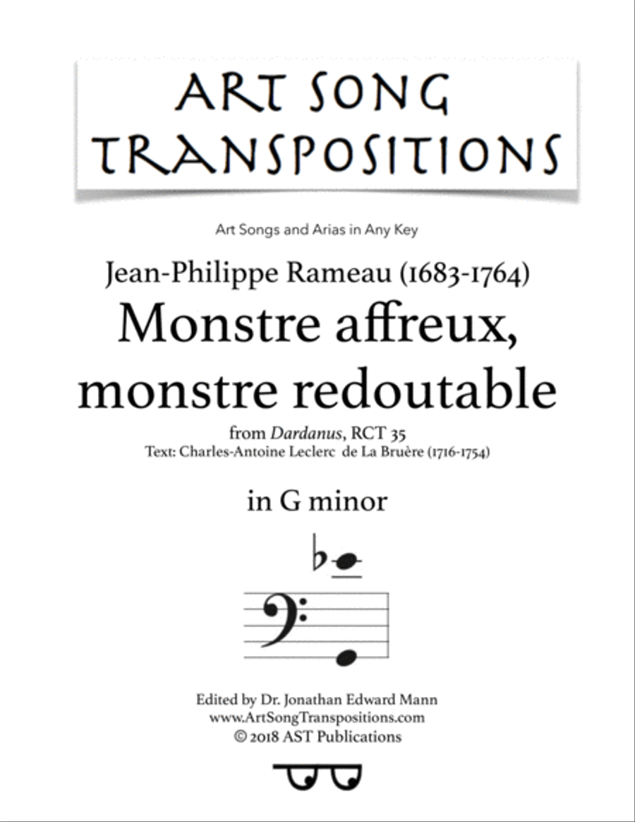 RAMEAU: Monstre affreux, monstre redoutable (transposed to G minor) Voice scores gallery preview page 1