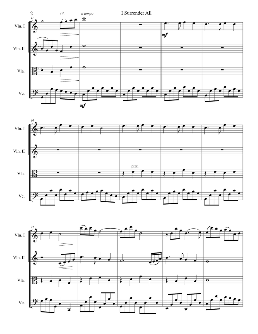 I Surrender All I Surrender All String Quartet scores gallery preview page 2