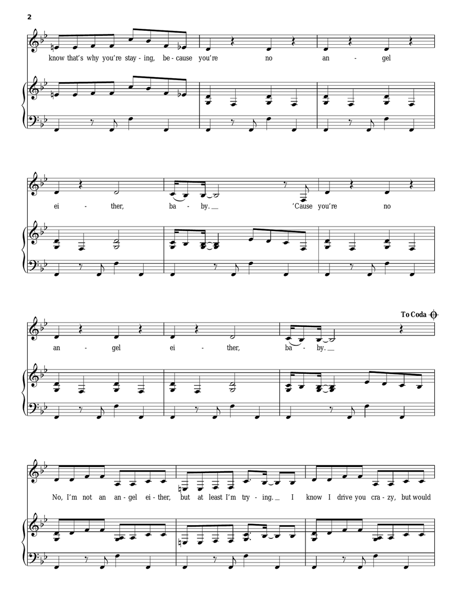 No Angel No Angel Piano, Vocal, Guitar scores gallery preview page 2