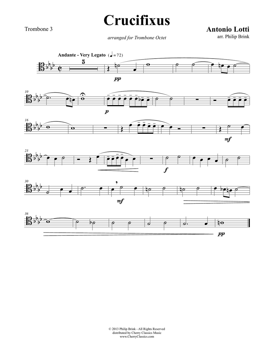 Crucifixus for 8-part Trombone ensemble Brass Ensemble scores gallery preview page 6