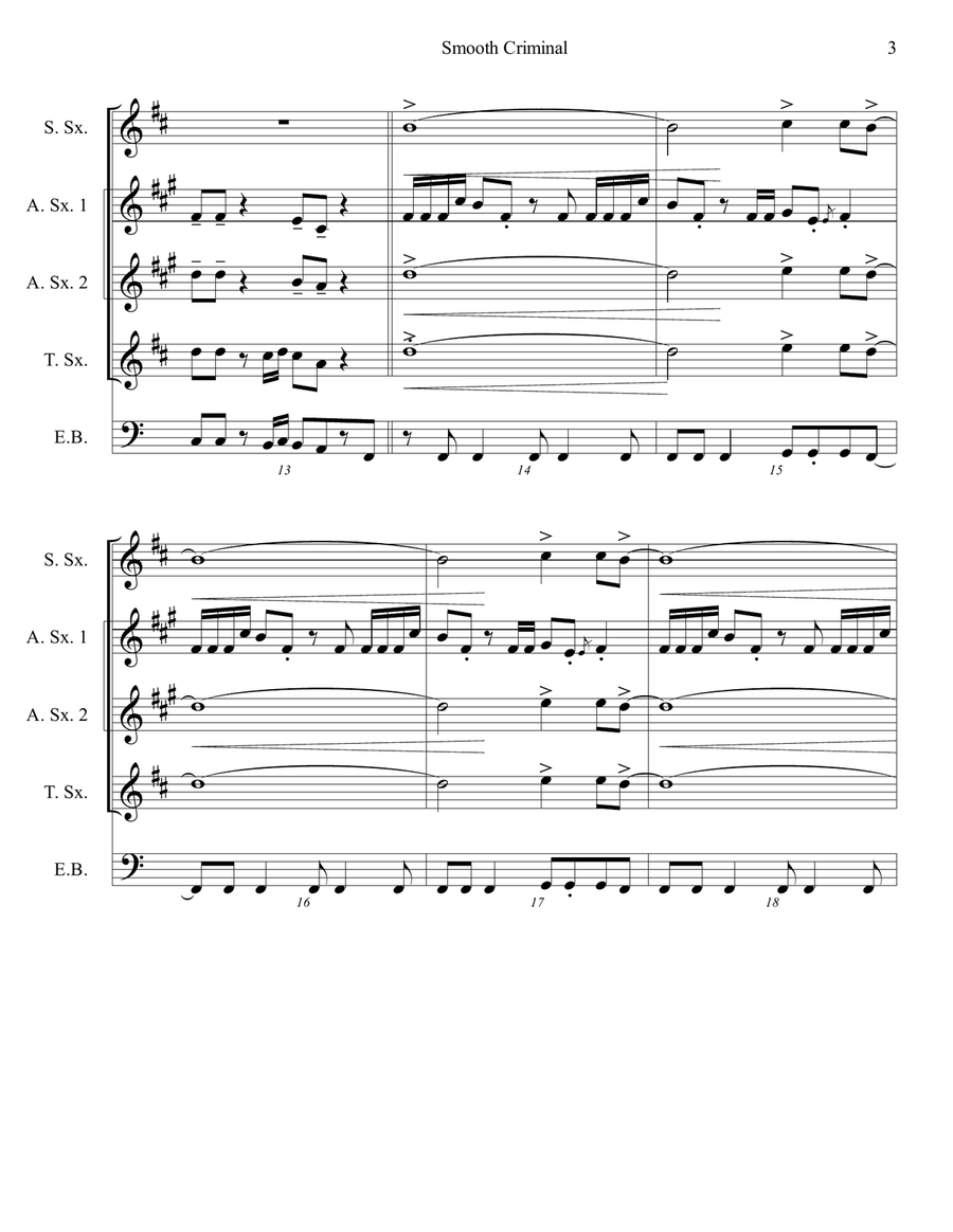 Bad Man (Smooth Criminal) Woodwind Ensemble scores gallery preview page 4