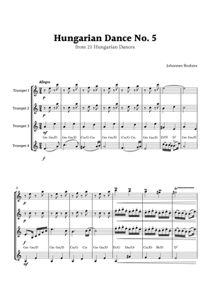 Hungarian Dance No. 5 by Brahms for Trumpet Quartet