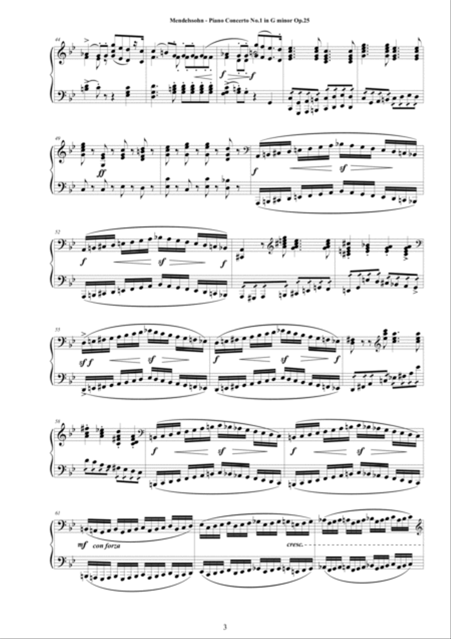 Mendelssohn - Piano Concerto No.1 in G minor Op.25 - Complete Piano Version Piano Solo scores gallery preview page 3