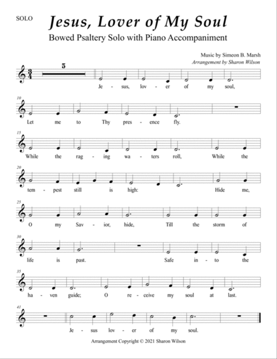 Jesus, Lover of My Soul (Easy Bowed Psaltery Solo with Piano Accompaniment) Zither scores gallery preview page 2