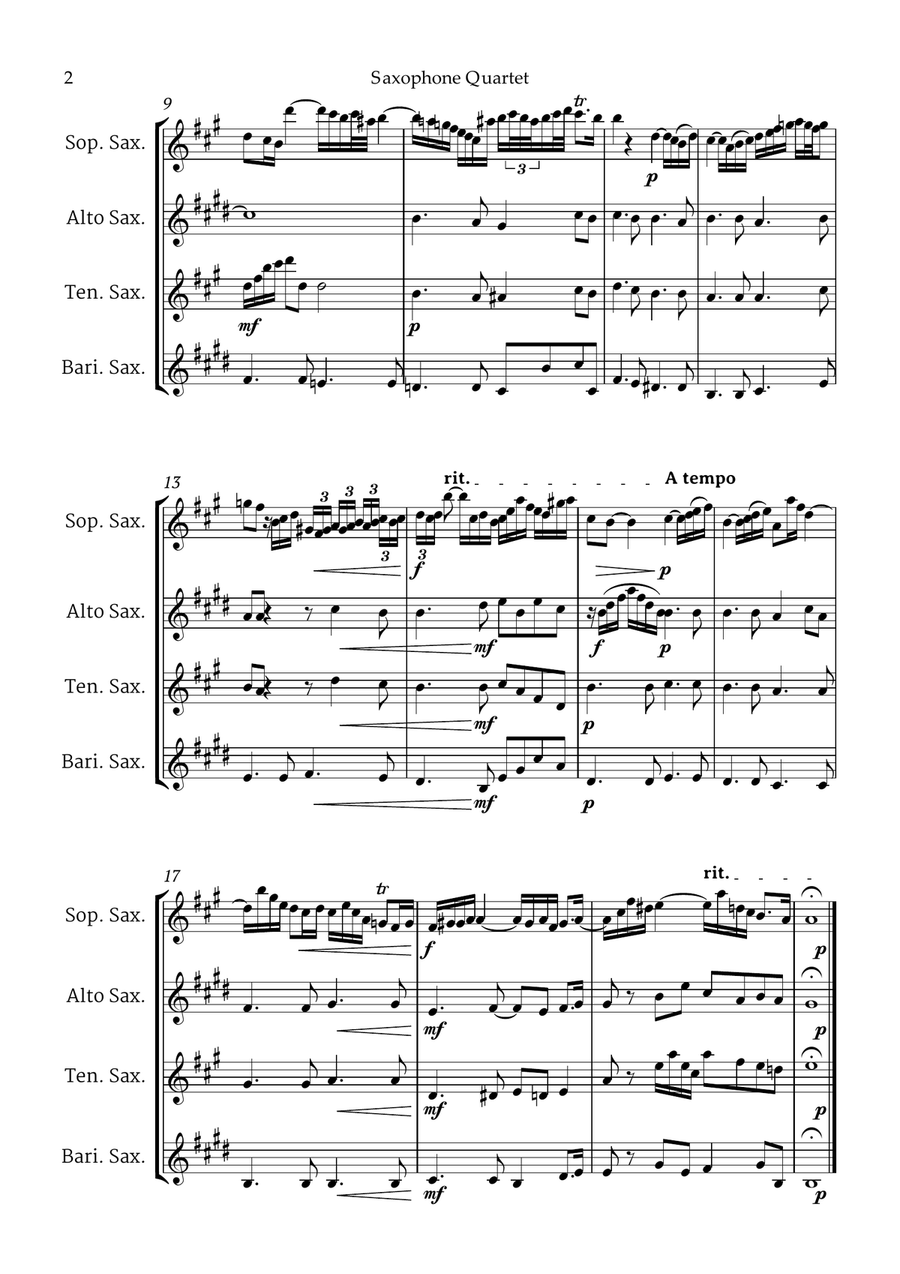 Arioso Bach Saxophone Quartet Saxophone Quartet scores gallery preview page 3
