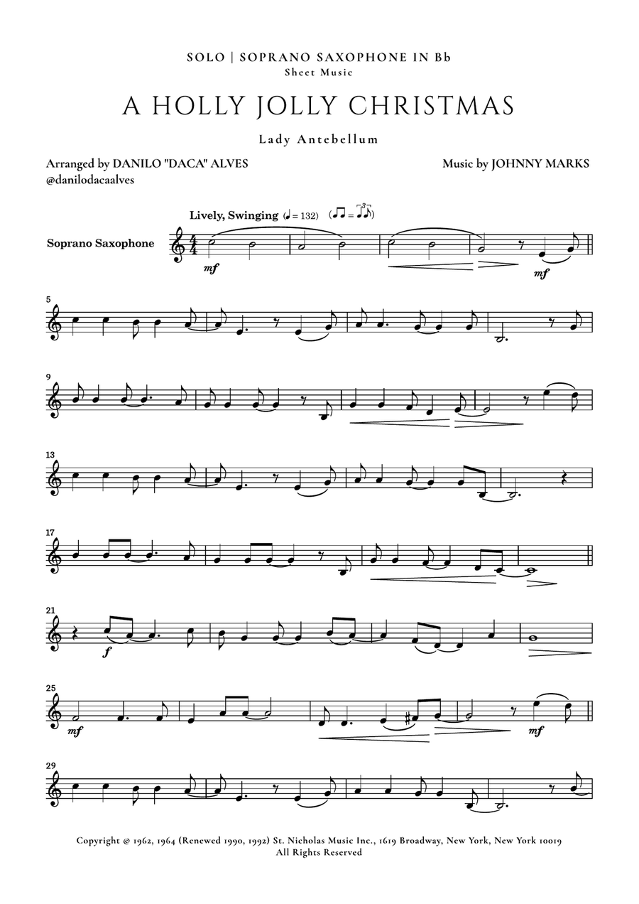 A Holly Jolly Christmas Soprano Saxophone scores gallery preview page 1