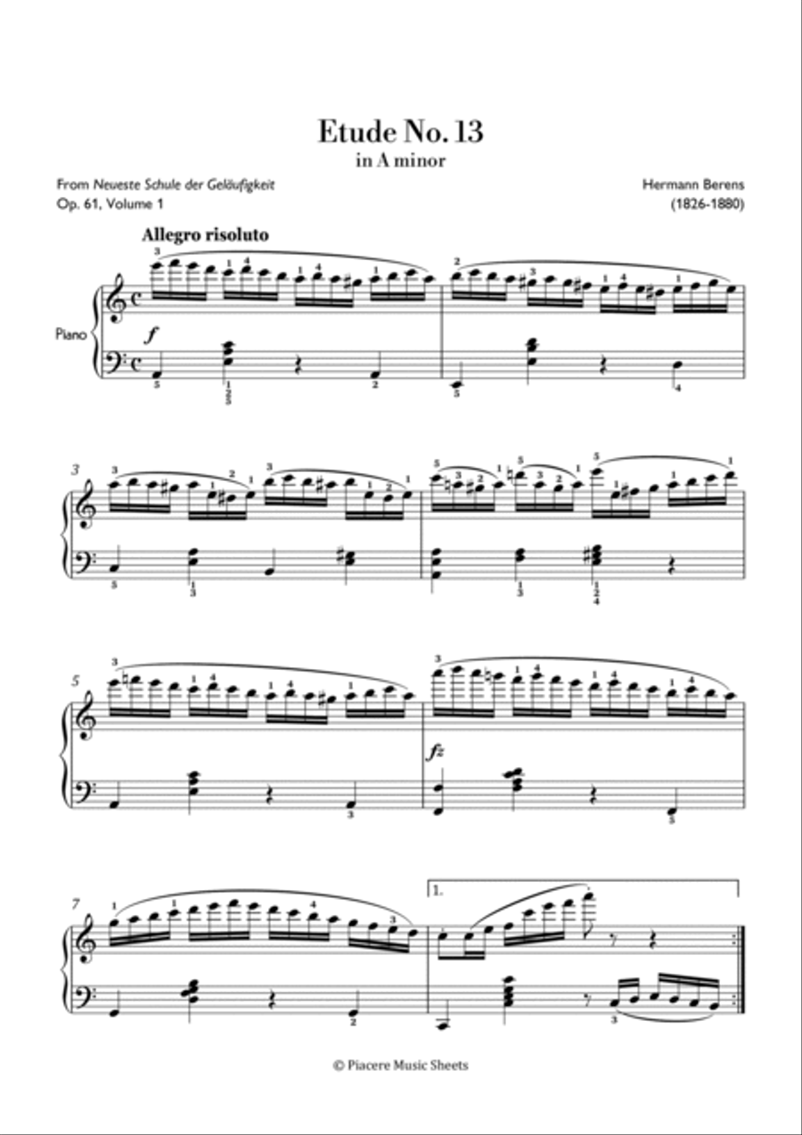 Berens - Etude No. 13 in A Minor - Advanced Chamber Music scores gallery preview page 2