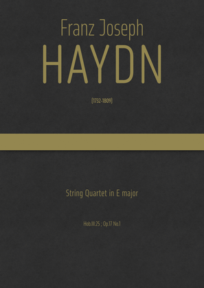 Book cover for Haydn - String Quartet in E major, Hob.III:25 ; Op.17 No.1