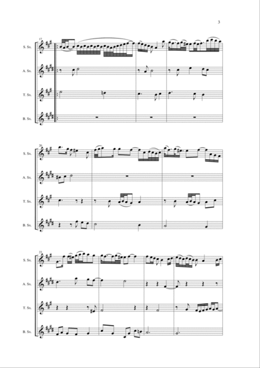 Johann Sebastian Bach/Wehage Goldberg Variations, BWV 988, arranged for SATB saxophone Quartet, scor Saxophone Quartet scores gallery preview page 3