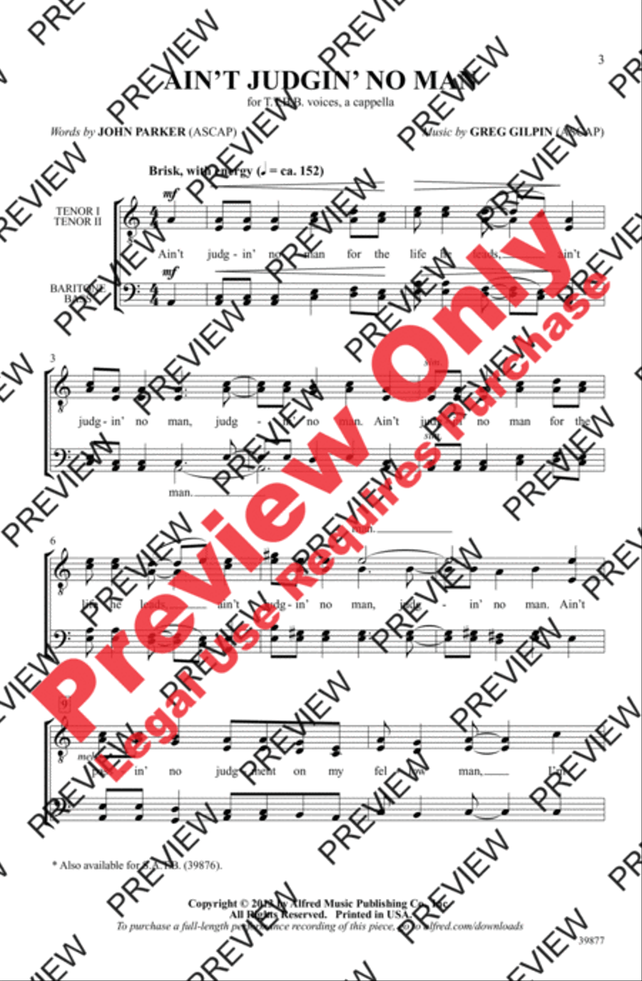 Ain't Judgin' No Man Men's Choir scores gallery preview page 2