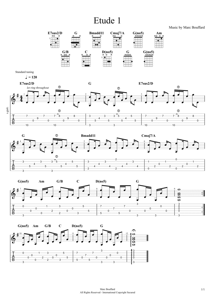 Etude 1 Acoustic Guitar scores gallery preview page 1