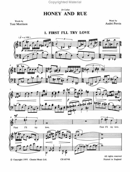 Honey and Rue by Andre Previn Voice - Sheet Music