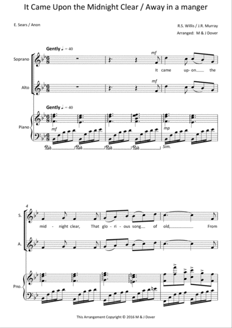 It Came Upon the Midnight Clear / Away in a Manger - SA - Two part Choir SA scores gallery preview page 1