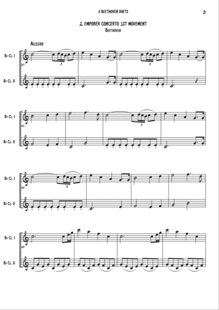 5 Beethoven duets - For Clarinets Clarinet Duet scores gallery preview page 3